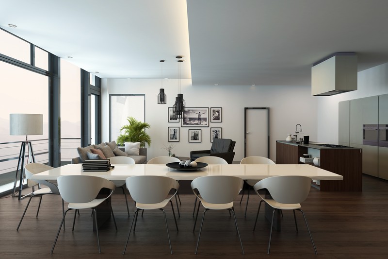 עיצוב פנים לדירת גג בתל אביב עם חלל פתוח למטבח וסלון